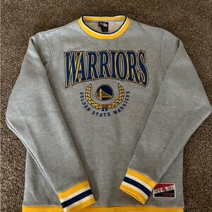 New Era Gray and Yellow Warriors Crewneck